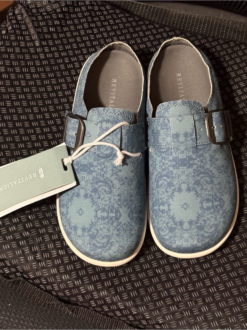 Revitalign Orthotic Canvas Buckle Mules -Solaire